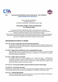 Programma di incontri Nonantola - 1° giorno