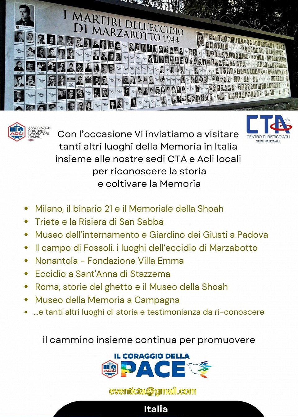 proposte di viaggi della storia e memoria in Italia